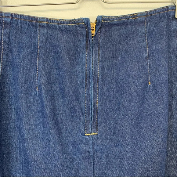 Forenza Long Denim Skirt 12 Midi Maxi Front Slit 100% Cotton Blue Back Zip Boho - Picture 5 of 11